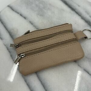 NWT pebble leather four zippered coin purse wallet